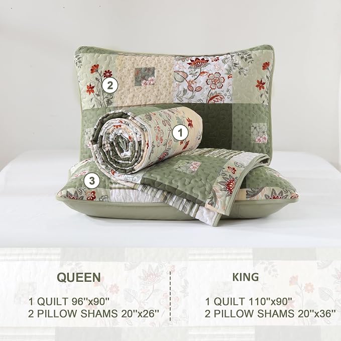 Anibedding Patchwork Quilt Set Queen Size, Soft Lighweight Farmhouse Quilt - Image 7