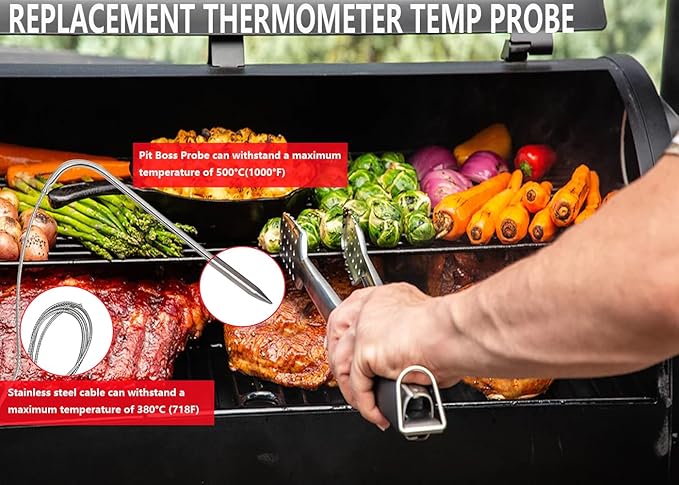 2-Pack Temp Meat Probe Replacement for Pit Boss Pellet Grills and Smokers, 3.5 mm Plug Thermometer Probes ，Compatible with Pit Boss Series Pellet Grill