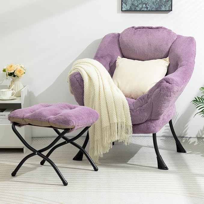 HollyHOME Lazy Chair with Foldable Ottoman, Accent Comfy Lounge Armchair and - Image 2
