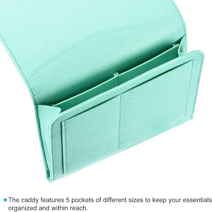 PATIKIL 11in Bedside Caddy, Bed Caddy Bedside Organizer Hanging 5 Pocket Soft - Image 3