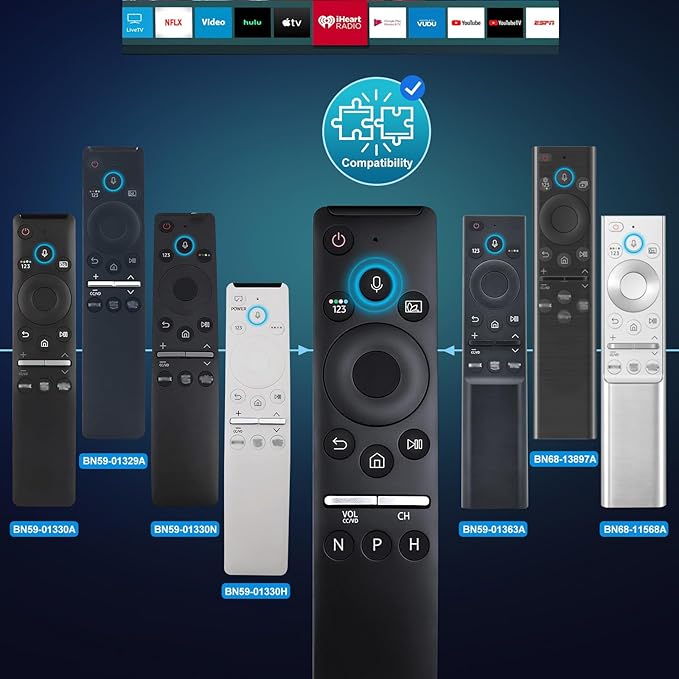 Replacement Voice Control for Samsung-Smart-TV-Remote, for Samsung Crystal UHD QLED Curved 4K 8K Smart TVs(2020/2021)