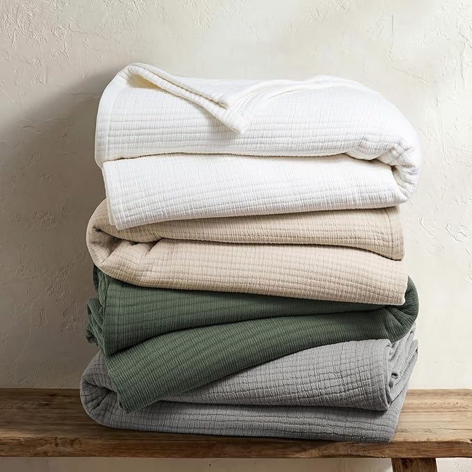 EVERGRACEHOME Cotton Gauze Matelassé Coverlet, Queen Size, Soft Oat | Ultra - Image 6