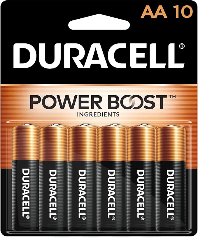 Duracell Coppertop AA Batteries with Power Boost Ingredients, 10 Count (Pack of 1) Double A Battery with Long-lasting Power, Alkaline AA Battery for Household and Office Devices