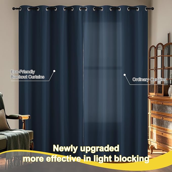 NICETOWN Farmhouse Curtains Thermal Insulated 100% Blackout Drapes Window - Image 6
