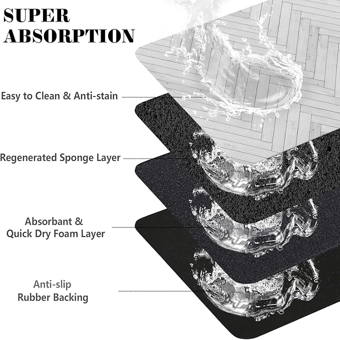 Dog Food Mats for Floors Absorbent, Pet Cat Food Mat - Quick Dry Dog Bowl Mats for Food and Water, Eco-Friendly Boho Pet Supplies 12" x 20"