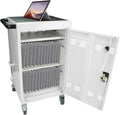 OFLILAK 30-Device Mobile Charging Cart with Charging Power Strip and Front and Rear Access Locks, Cable Management, Up to 17"", Safe Charging Cabinet for Ipads, Chromebooks, Tablets, Laptops White