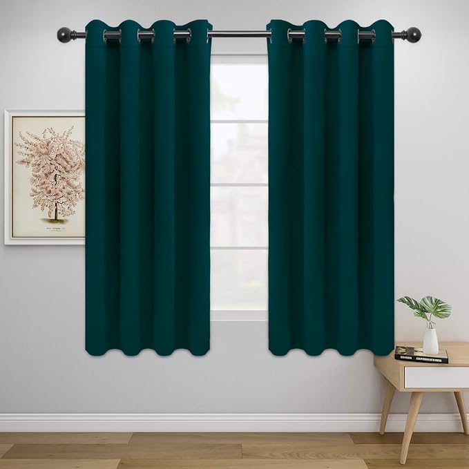 Easy-Going Thermal Grommet Blackout Curtains, 2 Panels 52x63 in, Deep Teal | by Easy-Going