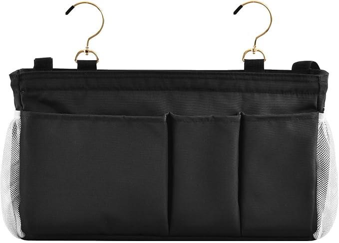 Black Bedside Caddy Storage Bag Bedside Organizer - Image 2