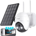 ieGeek 5MP Security Cameras Wireless Outside, Solar Camera Outdoor Wireless WiFi 360° PTZ Battery Powered with Spotlight & Siren/Motion Detection/Color Night Vision/2-Way Audio/IP65, Works with Alexa