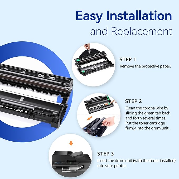 Valinkso DR830 Drum Unit 2 Pack Compatible for Brother DR830 Drum DR 830 TN-830 TN830 Drum Unit use with HL-L2460DW DCP-L2640DW HL-L2480DW HL-L2400D HL-L2405W MFC-L2820DW MFC-L2807DW(Not Toner)