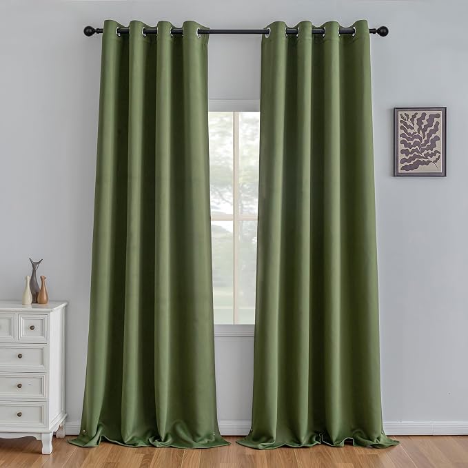IGEMAEVE Blackout Curtains for Bedroom Grommet Olive Green 52" W x 96" L | by Unknown