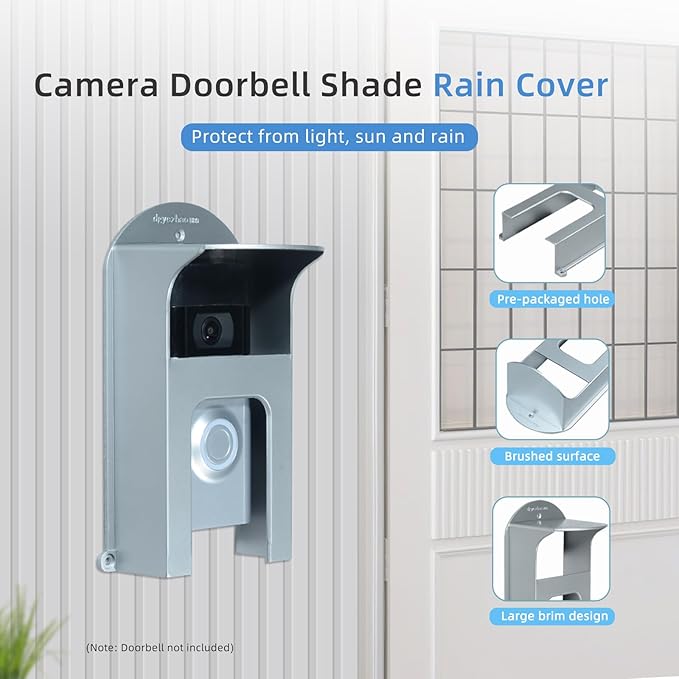 dgyezhao Doorbell Plastic Rain Cover, Large Accessories Cover Weatherproof Anti Glare Sun Shade Plate Compatible for Ring 1/2/3/4/2020/Pro/Pro 2/ Video most Video Doorbell