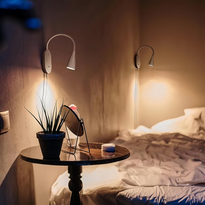 Wall Reading Light for Books in Bed, USB Output Headboard Wall Lamp, 5 Dimmable - Image 2