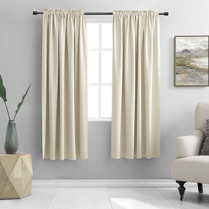 Cream Beige Room Darkening Curtains by DONREN