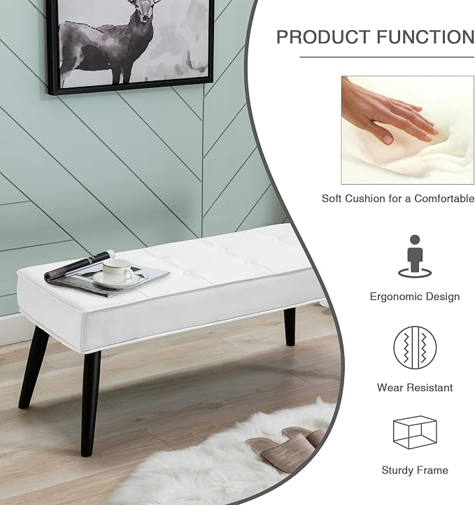 LOULENS Entryway Bench, Button Tufted, Upholstered Bench - Image 6