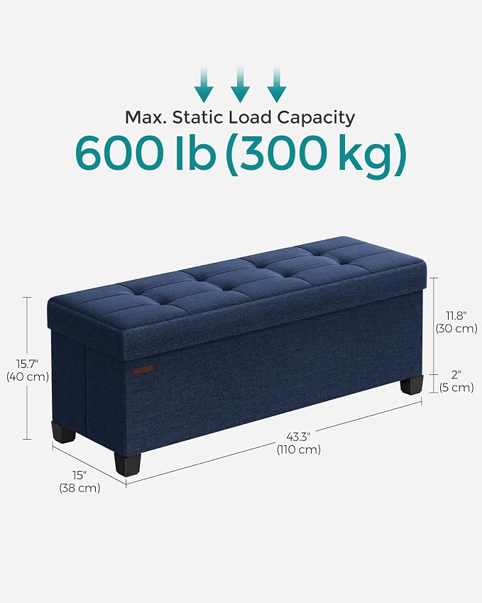 SONGMICS Storage Ottoman Bench, Foldable Foot Rest - Image 2
