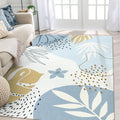 Lahome Boho Blue Living Room Carpet - Washable Area Rugs 4x6 Non-Slip Ultra-Thin Soft Bedroom Rugs Nursery Kids Room, Botanical Print Indoor Modern Floral Carpet Rug for Classroom Laundry Room Office