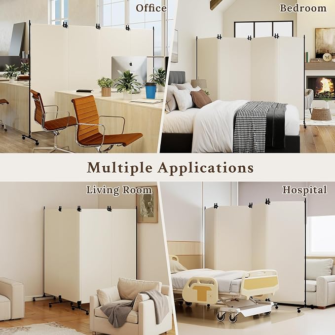 Kokorona 4 Panel Room Divider, 6FT Tall Folding Privacy Screen - Image 7
