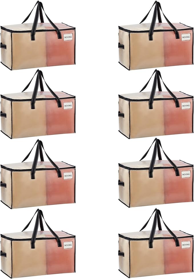 VENO Moving Bags, Storage Bags, Wide Open Top, 8 Pack | Moving boxes Alternative by Veno