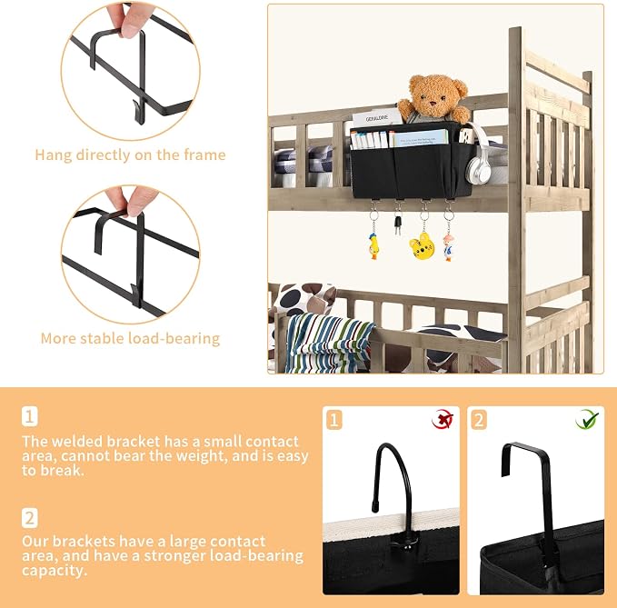 Bedside Caddy Organizer 5 Pockets and 4 Hooks - Image 3