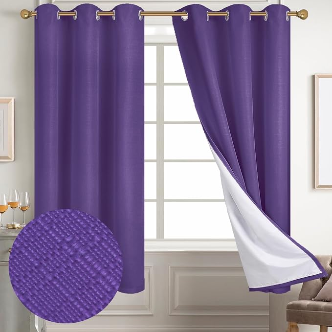 Diraysid 100% Blackout Curtains Purple Linen Curtains by Diraysid%2C+refresh+your+life