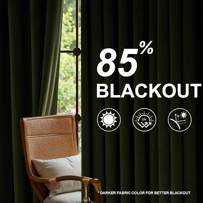 90 Inch Long Pinch Pleated Velvet Blackout Curtains - Image 6