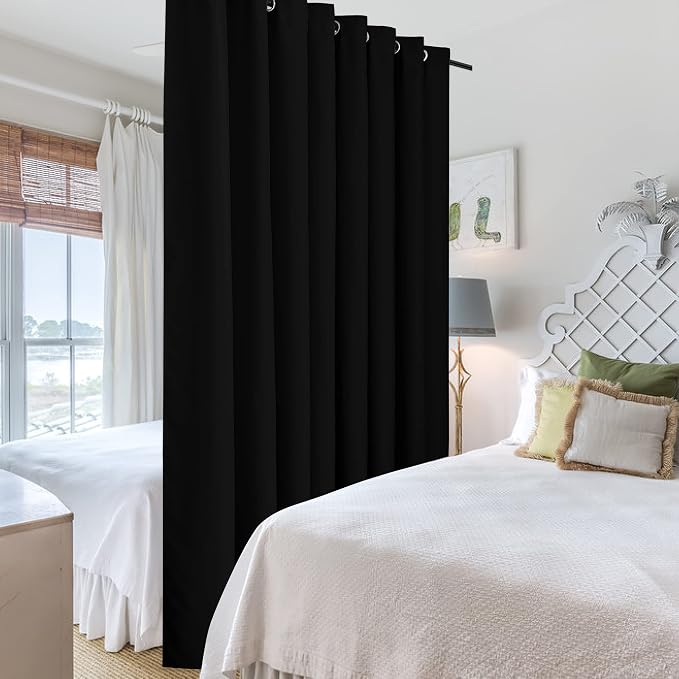 RYB HOME Black Privacy Office Divider Panel Extra Wide Long Curtain | Premium - Image 4