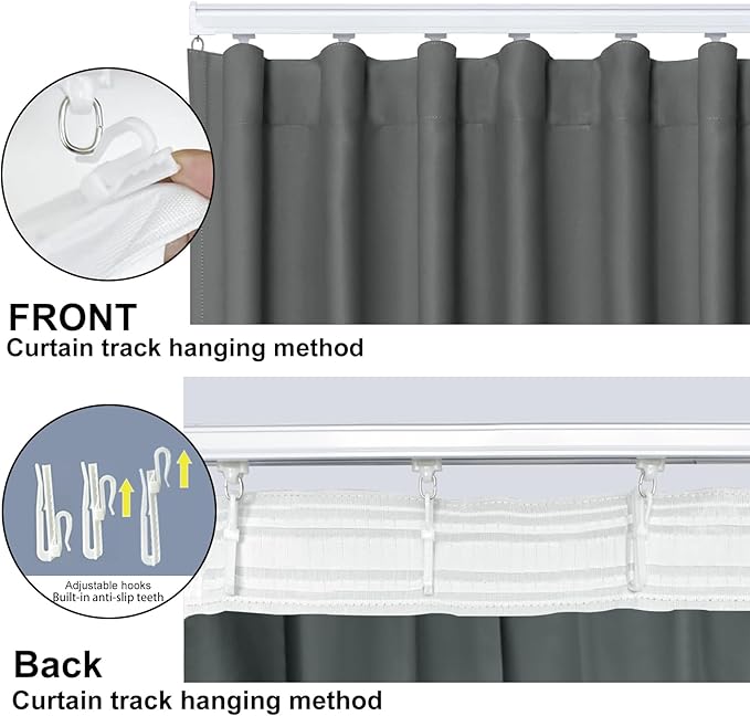 Room Divider Blackout Curtain Track Curtains Wall Dividers Panels Screen for Living Rooms Bedroom Office Privacy Partition Separation, W100 × L120 Inch,1 Panel, Grey