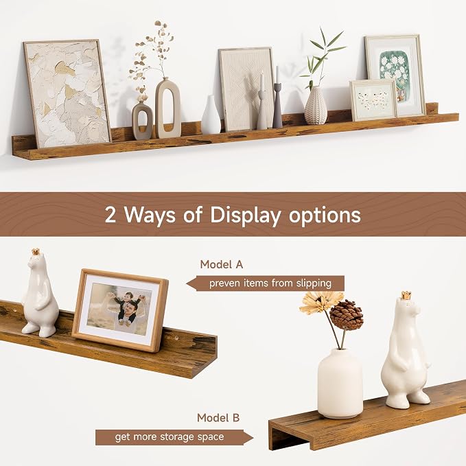 Fun Memories Picture Ledge Shelf, 48 Inch Floating Shelves Set of 2, Large - Image 6