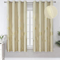 Gold Wheat and Leaf Printed Curtains Light Blocking Curtains Thermal Insulated by ESTELARTEXTILER