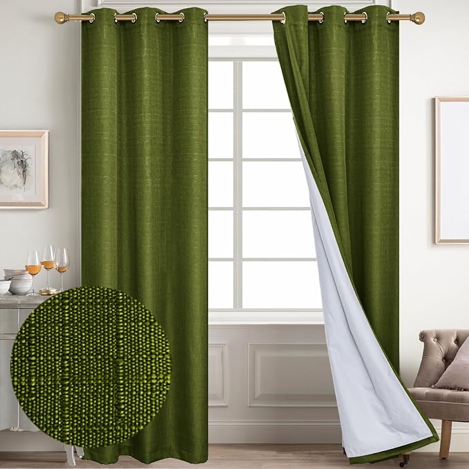 Diraysid 100% Blackout Curtains Olive Green Linen Curtains by Diraysid%2C+refresh+your+life