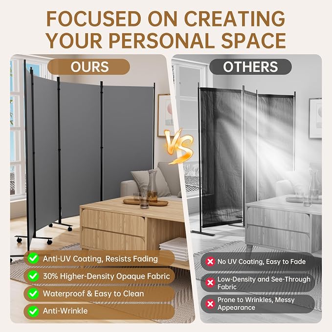 Room Divider 136'' Wide Folding Room Divider Panel - Image 4
