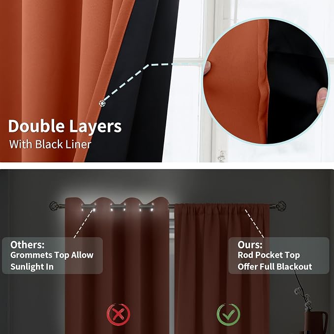 BGment Terracotta Blackout Curtains - Image 5