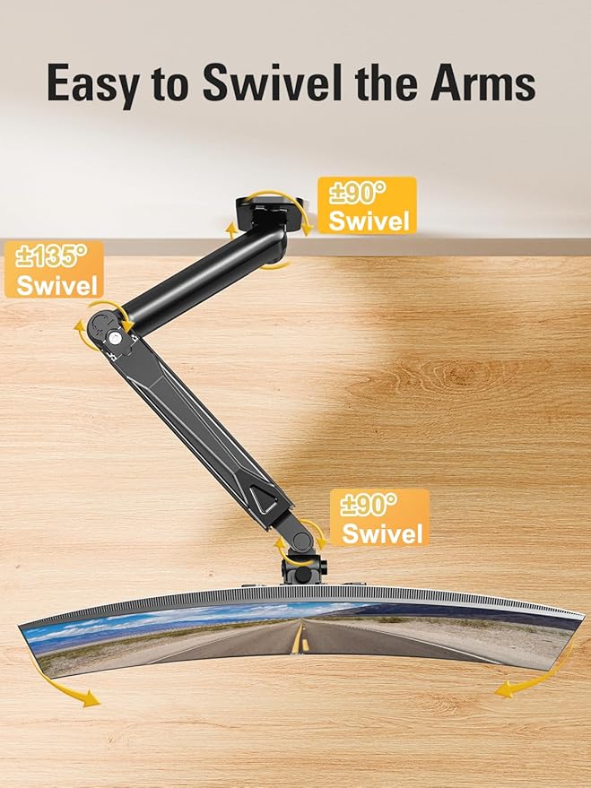 DreamAxis Single Monitor Wall Mount for 13-32" Computer Screens, Gas Spring Monitor Arm Holds Up to 19.8 lbs, Full Motion Height Adjustable Wall Bracket, 75x75/100x100mm VESA Mount, XD7001
