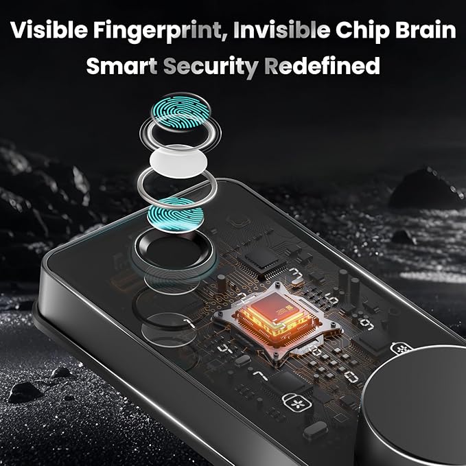 Biquole Smart Lock with Handles, Fingerprint Door Lock App Control, Keyless Entry Door Lock Set, Electronic Keypad Deadbolt, Auto & One Touch Lock, Easy Installation, IP54, Digital Smart Code