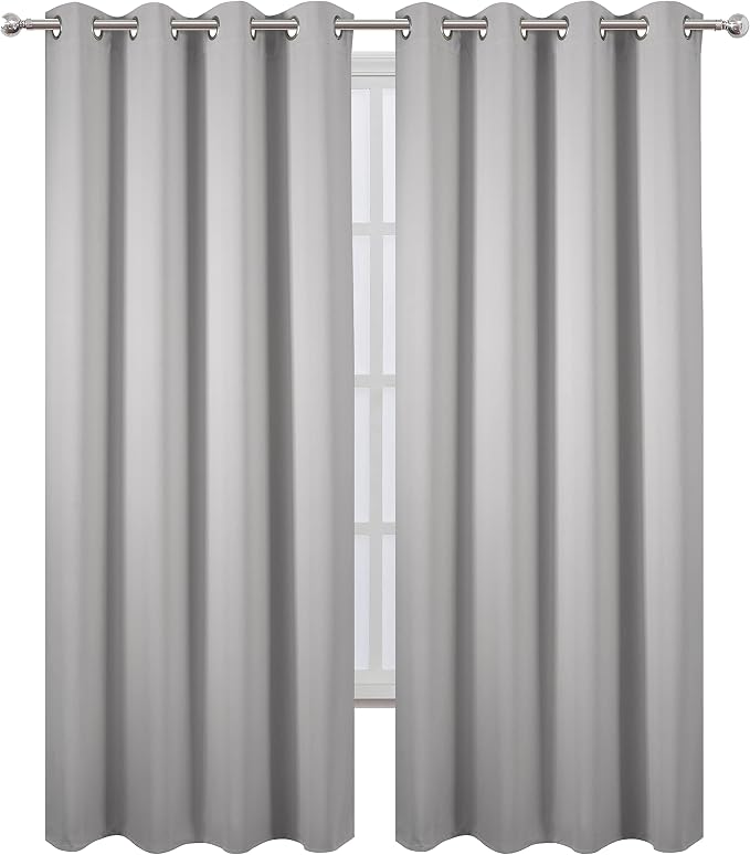 Blackout Curtains 52 x 95 inch/Light Grey Curtains Set of 2 Panels/Thermal - Image 2