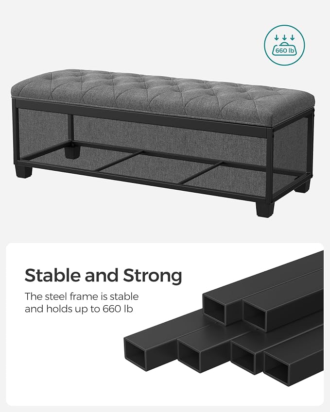 SONGMICS Storage Ottoman Bench, Foot Rest - Image 5