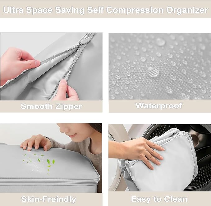 Ultra Space Saving Self Compression Organizer, Large Capacity Storage Bag - Image 5