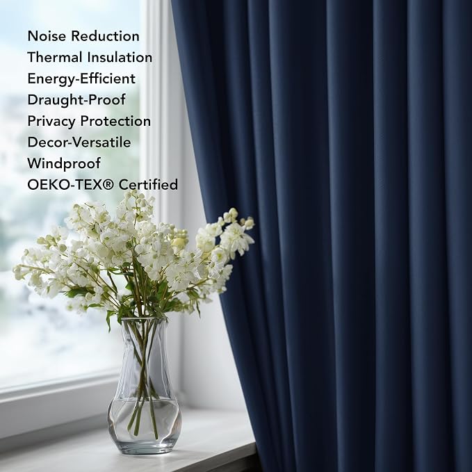 Deconovo Blackout Curtains for Bedroom and Living Room 54 Inches Long | Black - Image 4