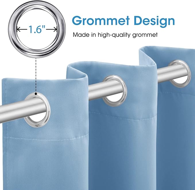 HOMEIDEAS Baby Blue Blackout Curtains 52 X 84 Inch Bedroom Curtains 2 Panels - Image 4