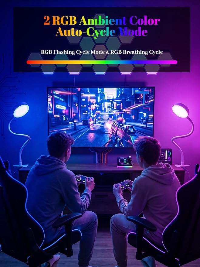 Clip on Lamp, 10 RGB Colors+10 Brightness Bright Desk Lamp - Image 5