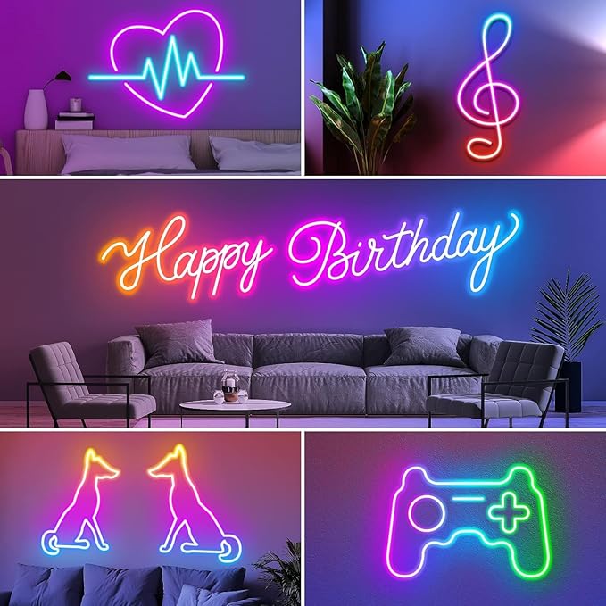 SINLEY Led Neon Rope Lights,Control with App/Remote,Flexible Led Rope Lights,Multiple Modes,IP68 Outdoor RGB Neon Lights Waterproof,Music (20FT)