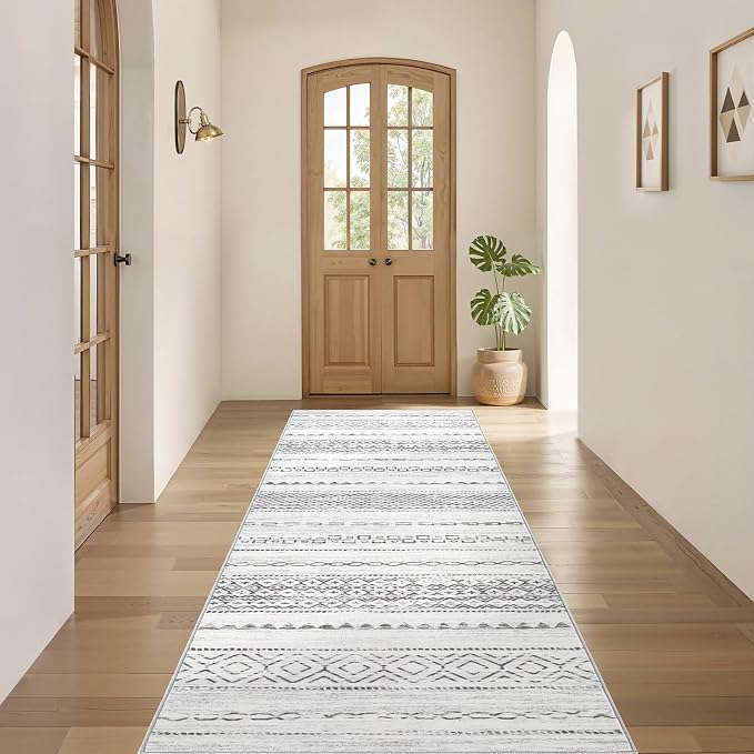 Nakagishi Boho 2x6 Runner Rug Machine Washable Rugs Non Slip Gray | Soft - Image 4