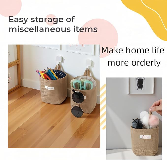 Washable Cotton Linen Hanging Organizer Bag - Image 4