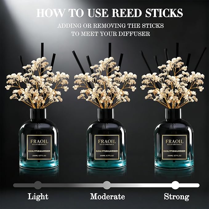 Cedar Wood Reed Diffuser, Reed Diffuser Set 6.7 fl oz (200 ml) with 6 Reed Sticks, Home Fragrance Reed Diffuser for Bathroom Shelf House Bedroom Office Decor