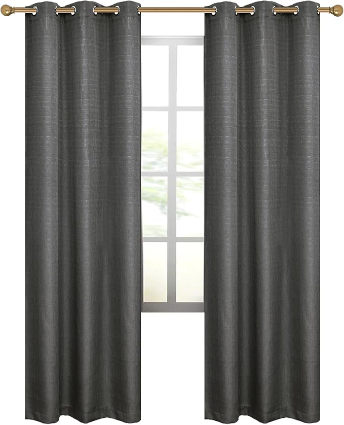 Diraysid 100% Blackout Curtains Dark Gray Linen Curtains - Image 7