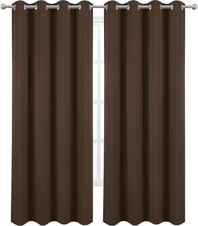 100% Blackout Curtains 52 x 95 Inch/Chocolate Curtains 2 Panels - Image 2