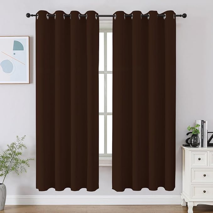 CUCRAF Blackout Curtains 63 inch Length 2 Panels Set, Room Darkening Drapes by CUCRAF