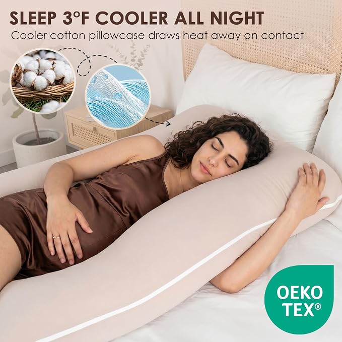 QUEEN ROSE U Shaped Pregnancy Pillow, Breathable Cotton Full Body Support - Image 3