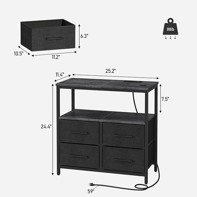 TUTOTAK Large Night Stand with Charging Station | Bedside Table with USB and - Image 3